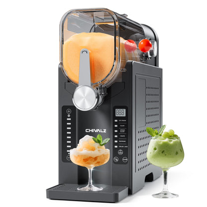 Slushie Machine No Ice Needed, Slushy Machine for Home, CHIVALZ Frozen Drink Maker with 6 Preset Programs for Margaritas, Frappés, Milk Shake and More, LED Display, Auto Clean, Black, 1 Pack+6 Modes