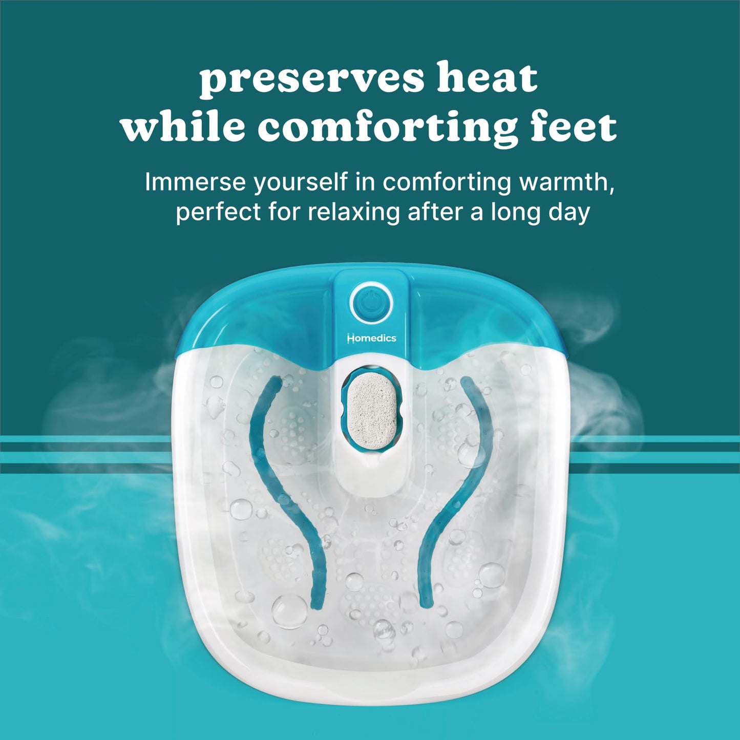 Homedics Bubble Mate Foot Spa, Toe Touch Controlled Foot Bath with Invigorating Bubbles and Splash Proof, Raised Massage Nodes and Removable Pumice Stone