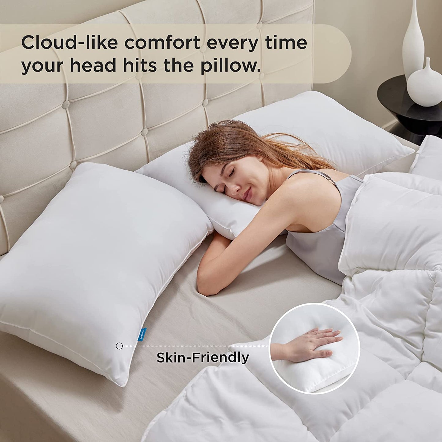 Bedsure Pillows Standard Size Set of 2 - Standard Size Bed Pillows 2 Pack Hotel Quality Premium Down Alternative for Sleeping Soft and Supportive Filling for Side, Back Sleepers (19"x26")