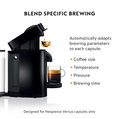 Nespresso VertuoPlus Coffee and Espresso Machine by De'Longhi with Milk Frother, Ink Black