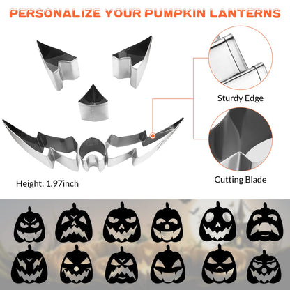 WANNTS Pumpkin Carving Kit Halloween, Safe and Easy Pumpkin Carving Set for Kids, DIY Stainless Steel Pumpkin Carving Tools for Halloween Decoration Jack-O-Lanterns, Gift for Halloween