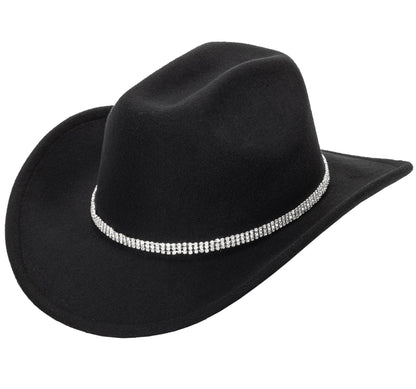 Glitter Silver Black Cowboy Hats for Women - Western Sparkly Rhinestone Cowgirl Hat for Ladies