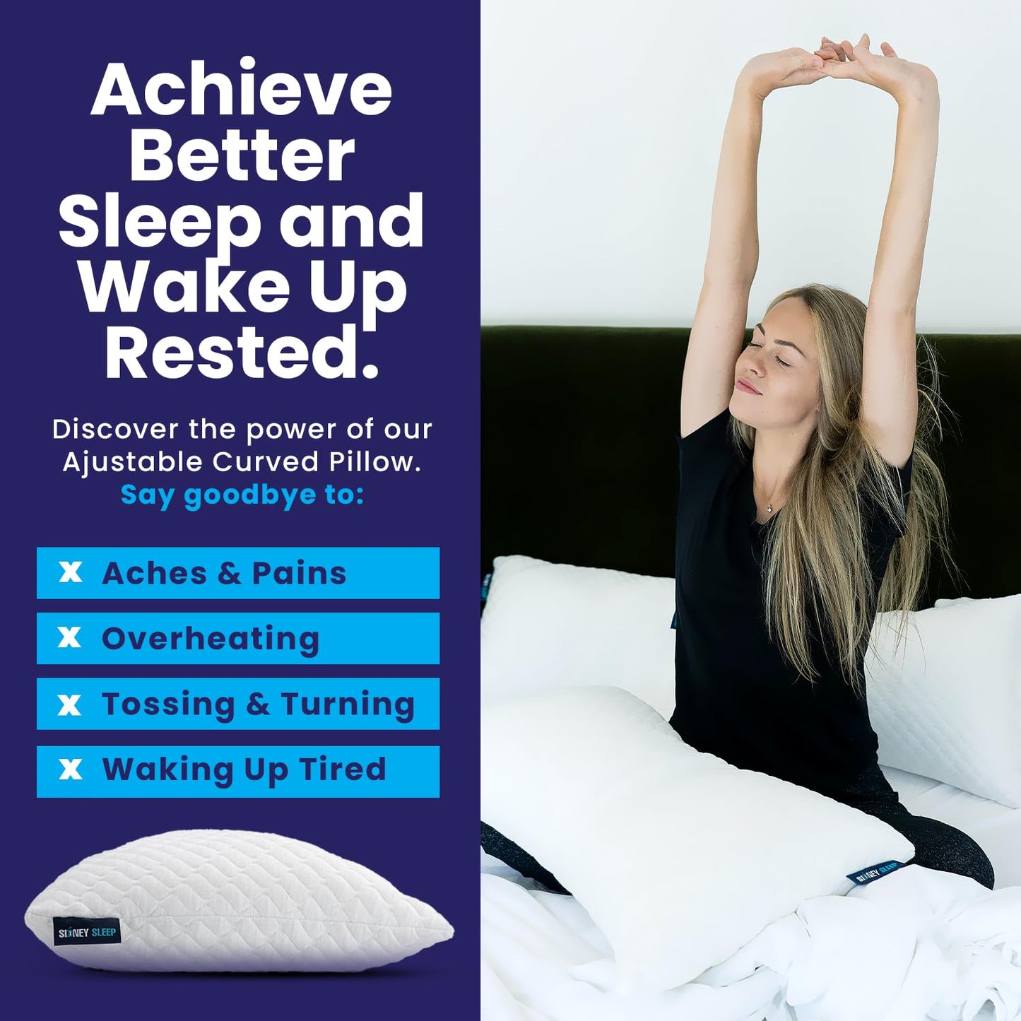 Sidney Sleep Pillow for Side and Back Sleepers - Comfort for Neck and Shoulder Pain - Adjustable and Customizable Shredded Memory Foam Filling - Queen Size - Additional Foam Fill Included (White)