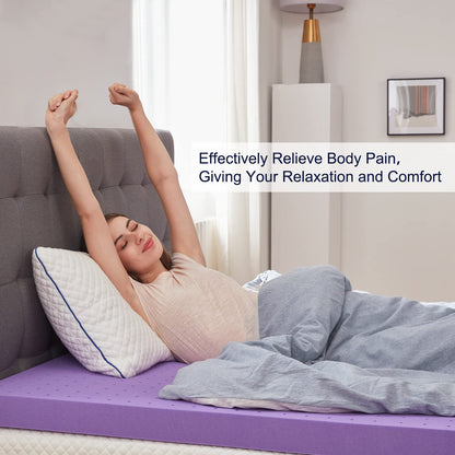 SINWEEK 2 Inch Gel Memory Foam Mattress Topper Ventilated Soft Pressure Relieve Mattress Pad, Breathable Bed Topper, CertiPUR-US Certified, Twin Size