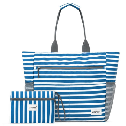 G4Free Beach Bag, Waterproof Sandproof Beach Tote Bag,50L Large Capacity Foldable for Women, Personalized Gifts for Her,Navy Stripe