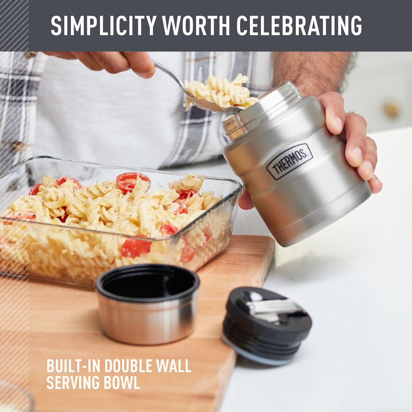 THERMOS Stainless King Vacuum-Insulated Food Jar with Spoon, 16 Ounce, Matte Stainless Steel