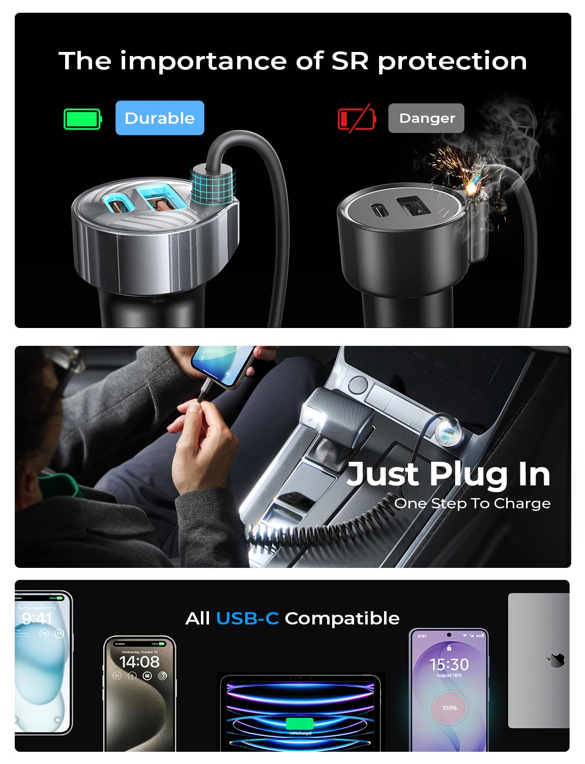 LISEN 90W for iPhone 17 16 15 Pro Max Car Charger USB C Fast Charge,Super Fast for iPhone 15 16 17 Pro Car Charger USB C Adapter for iPhone 17e 16 15 Pro Max Plus Air,Samsung Galaxy S26 Ultra, Android