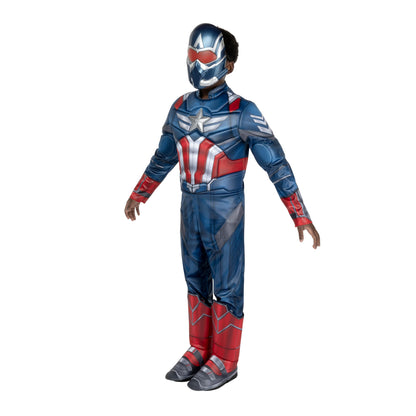 MARVEL Captain America Official Youth Halloween Costume - Premium Quality Padded Jumpsuit with Plastic Mask (L)