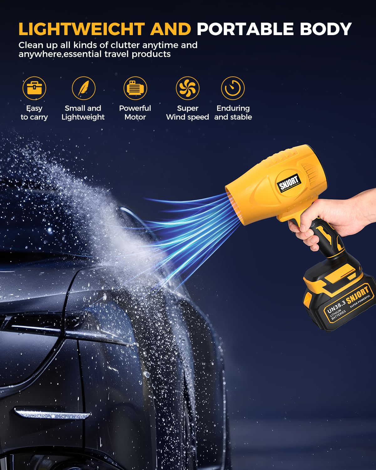 Leaf Blower Cordless with Battery and Charger, 500,000 RPM, Extended Nozzle, Lightweight Handheld Design,Blower for Patio Cleaning