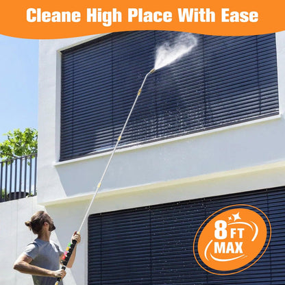 Sealegend 8FT Pressure Washer Extension Wand for Gutter Cleaning, Upgrade Power Washer Accessories with 6 Spray Nozzle Tips, 3 Gutter Cleaner Attachments Curved Rod, 1/4" Quick Connect, 4000 PSI