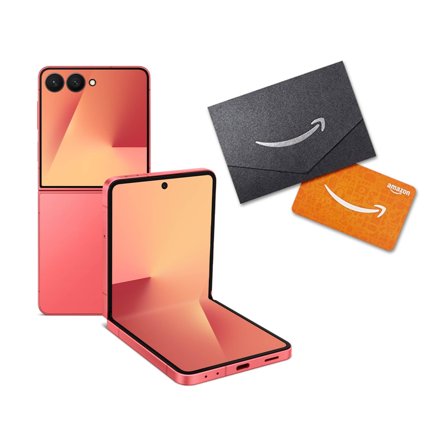 Samsung Galaxy Z Flip7 Cell Phone + Gift Card, 512GB AI Smartphone, Unlocked Android, Long Battery Life, 2025, US 1 Yr Manufacturer Warranty, Coral Red