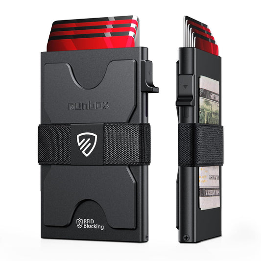 Slim Card Holder Wallet for Men, Minimalist RFID Blocking Wallet with Pop-Up Function, Ultra-Thin Design, Metal Business Card Cases holds 12+ Cards, Gifts for Men, Men's Accessories