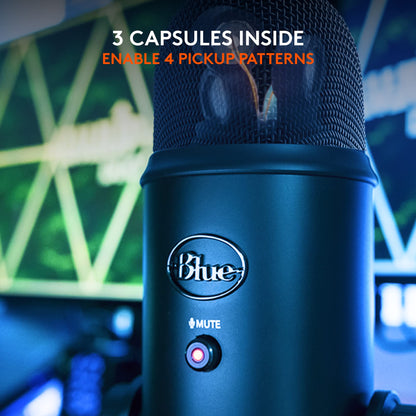 Logitech for Creators Blue Yeti USB Microphone for Gaming, Streaming, Podcast, YouTube, Discord, PC, Studio Sound, Plug & Play-Blackout