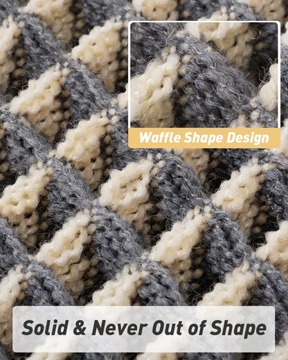 AMOAMI Upgraded Waffle Bath Mat, Super Absorbent Non Slip Bath Mats for Bathroom Floor, Machine Washable Bathroom Rugs with Tassels, Rubber Backed Bathroom Mats, Ultra Soft, 18" x 30"