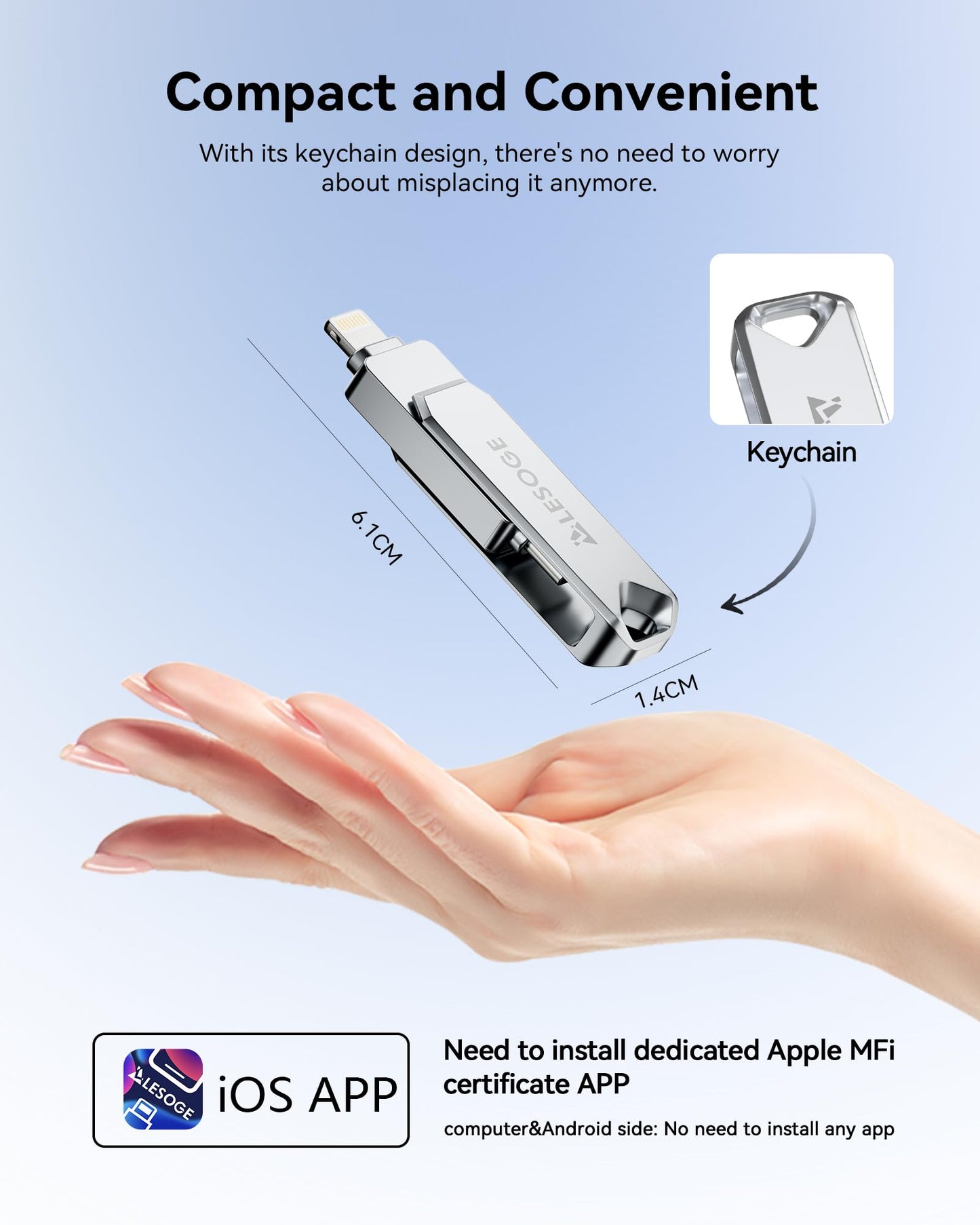 MFi Certified 128GB Flash Drive for iPhone Photo Stick, USB Thumb Drives Memory Stick High Speed USB Stick External Storage for iPhone/iPad/Android/PC