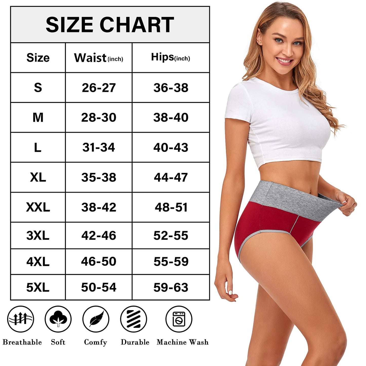 CULAYII High Waisted Underwear for Women Cotton Briefs Full Coverage Soft Breathable Ladies Panties