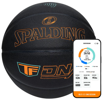 Spalding TF DNA Smart Basketball + 1 Yr App Subscription Bundle I iOS Compatible Only I All Surface Material