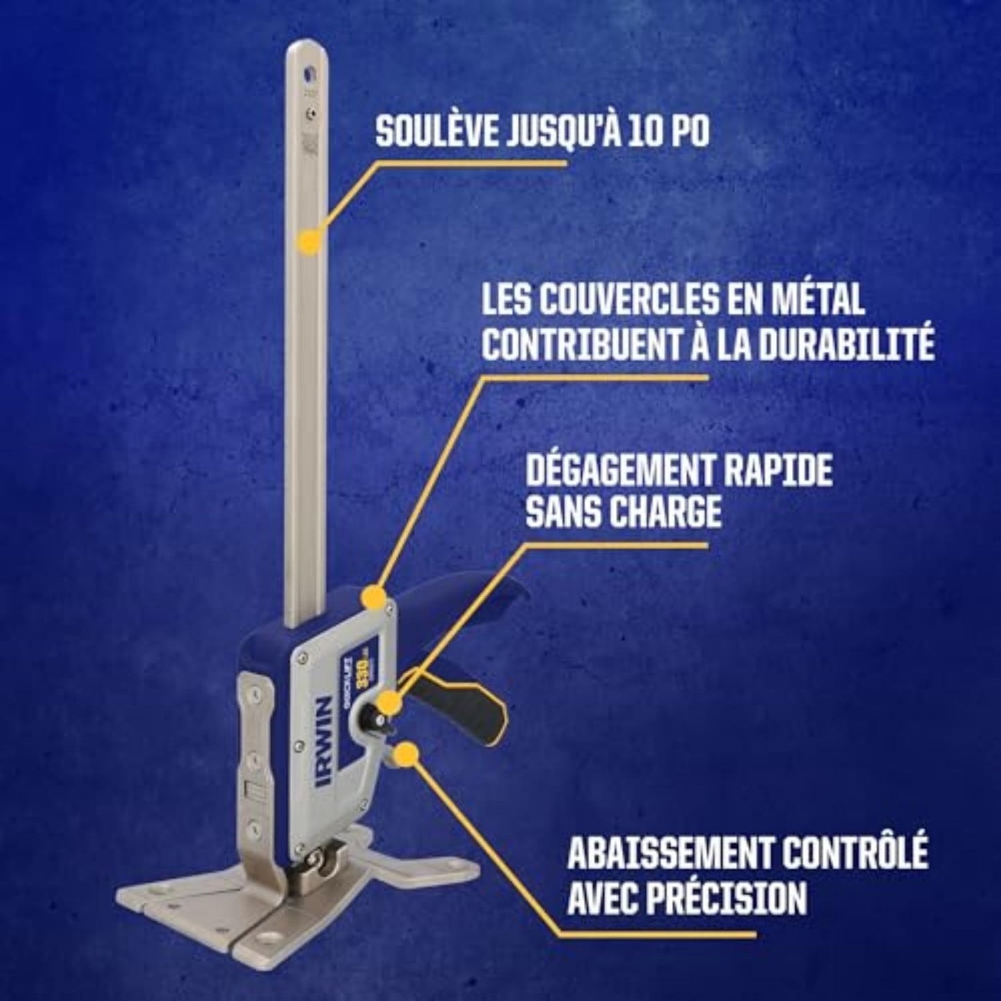 IRWIN Quick-Lift Construction Jack, Hand Lifting Jack Tool, Multifunctional, Lift up to 10" and Lift Capacity 330 lbs (IRHT83100)