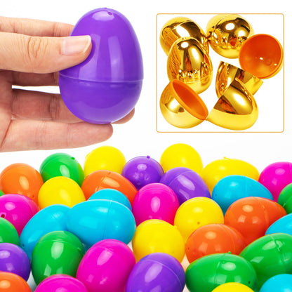 NEWBEA 288 Easter Eggs -2.36" Bright Colors Plastic Easter Eggs Empty Include 18 Golden Eggs Perfect for Eggs Hunt, Easter Basket Stuffers, Party Favors