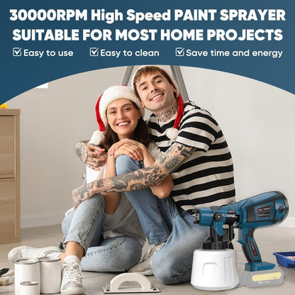 Paint Sprayer Tool High Power Electric Spray Paint Gun Easy to Clean for Furniture Cabinets Fence Walls Door Garden Chairs Dark Blue (Not Include Battery)