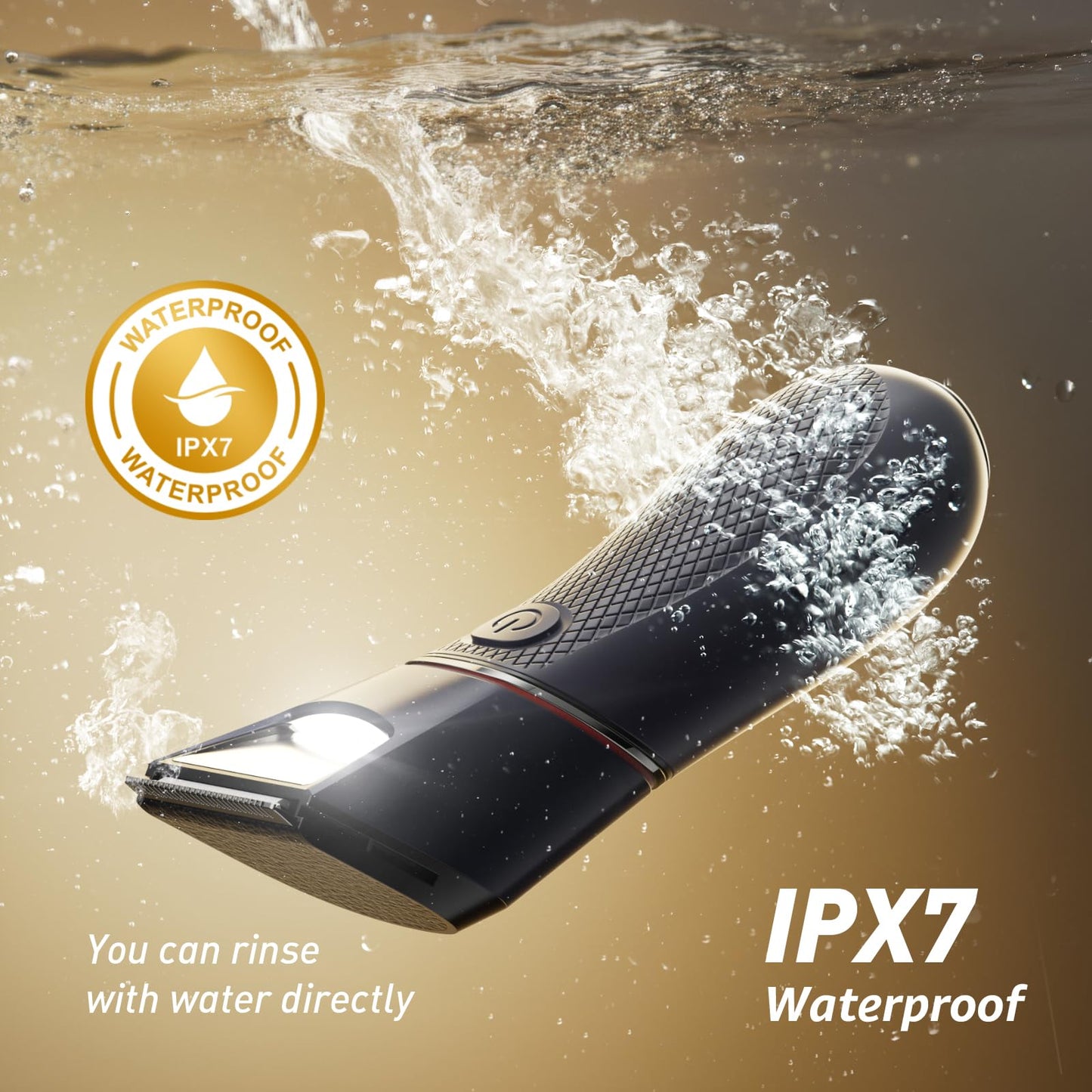 LGTGH Body Hair Trimmer for Men: Pubic Hair Trimmer with Mirror & LED Light - Electric Ball Shavers with Ceramic Blades & Travel Lock - Body Groomer IPX7 Waterproof Wet/Dry Use for Groin/Legs/Chest