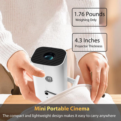 【Built-in APPS & Electric Focusing & 210° Rotation】Mini Projector With Wifi And Bluetooth, 1080P Portable Projector, Movie Projector for Bedroom, Supports Smartphones/TV Stick/iPad/PS5/Laptop/HDMI/USB