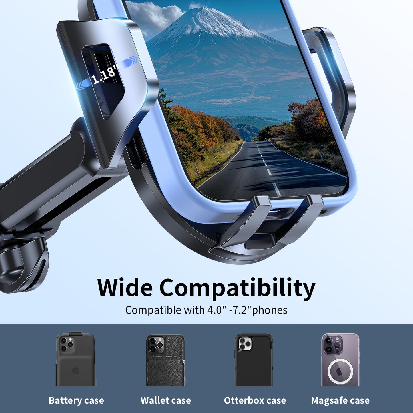 LOTUNY Phone Holders for Your Car Upgraded Car Phone Holder Mount Hands Free Universal Automobile Cradle for Dashboard Windshield, Compatible with iPhone Samsung Google and All Phones