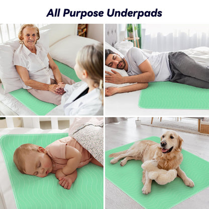 4 Pack 36” x 36” Extra Heavy Absorbency Washable Underpads, Waterproof Quick Drying Nursing Pads Incontinence Bed Pads, Reusable Washable Pee Pads for Dogs, Diaper Changing & Adults