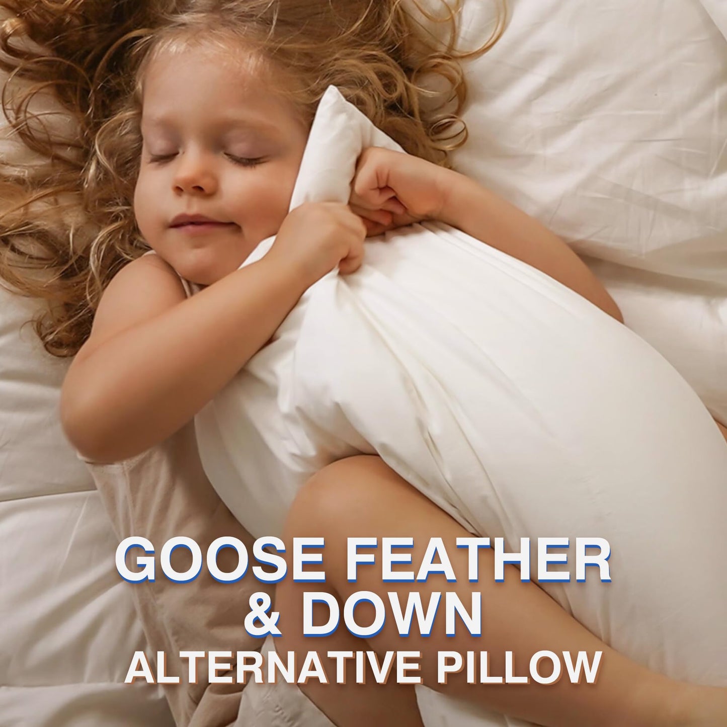 zibroges Goose Feather Pillow Queen Size Pack of 2 - Hotel Down Bed Pillows for Sleeping, Soft 600 Thread Count Cotton Cover, Fluffy Support Surround Fill Polyester for Back, Stomach, Side Sleepers