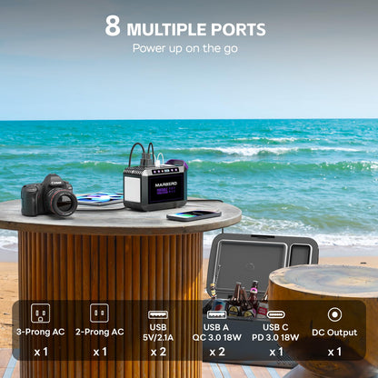 MARBERO 172Wh Solar Generator with Solar Panel Included Portable Power Station 200W with Foldable Solar Panel 40W Set for Camping Outdoor Hiking Fishing Emergency