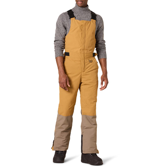 Amazon Essentials Men's Water-Resistant Insulated Snow Bib Overall, Gold Light Brown Color Block, Large