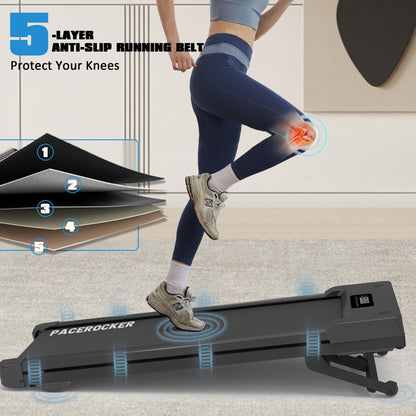 PACEROCKER Walking Pad Treadmill with 12% 9-Level Auto Incline, 450 lbs Capacity Bluetooth Speaker Under Desk Treadmills for Home Hiking, 5 MPH, Blue
