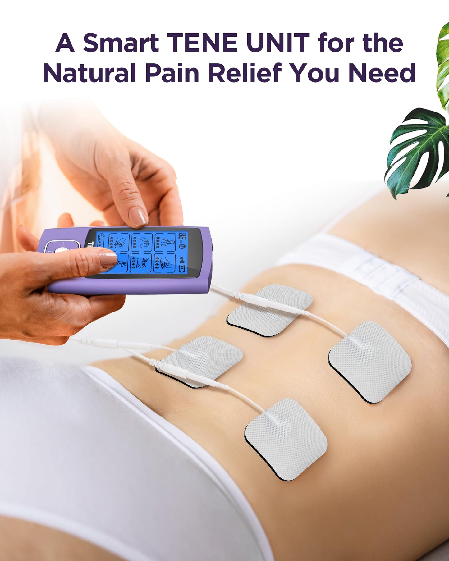 TENKER TENS Unit Muscle Stimulator, 24 Modes TENS EMS Machine for Pain Relief Therapy/Pain Management, Rechargeable Electronic Pulse Massager with 2"x2" and 2"x4" TENS Unit Electrode Pads