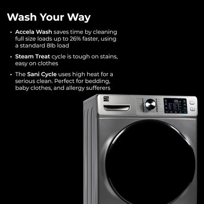 Kenmore 4.5 cu. ft. Front Load Washer with Stain Removing Steam Treatment - Reduce Laundry Time with Accela Wash - LED - ENERGY STAR Certified - Metallic Silver