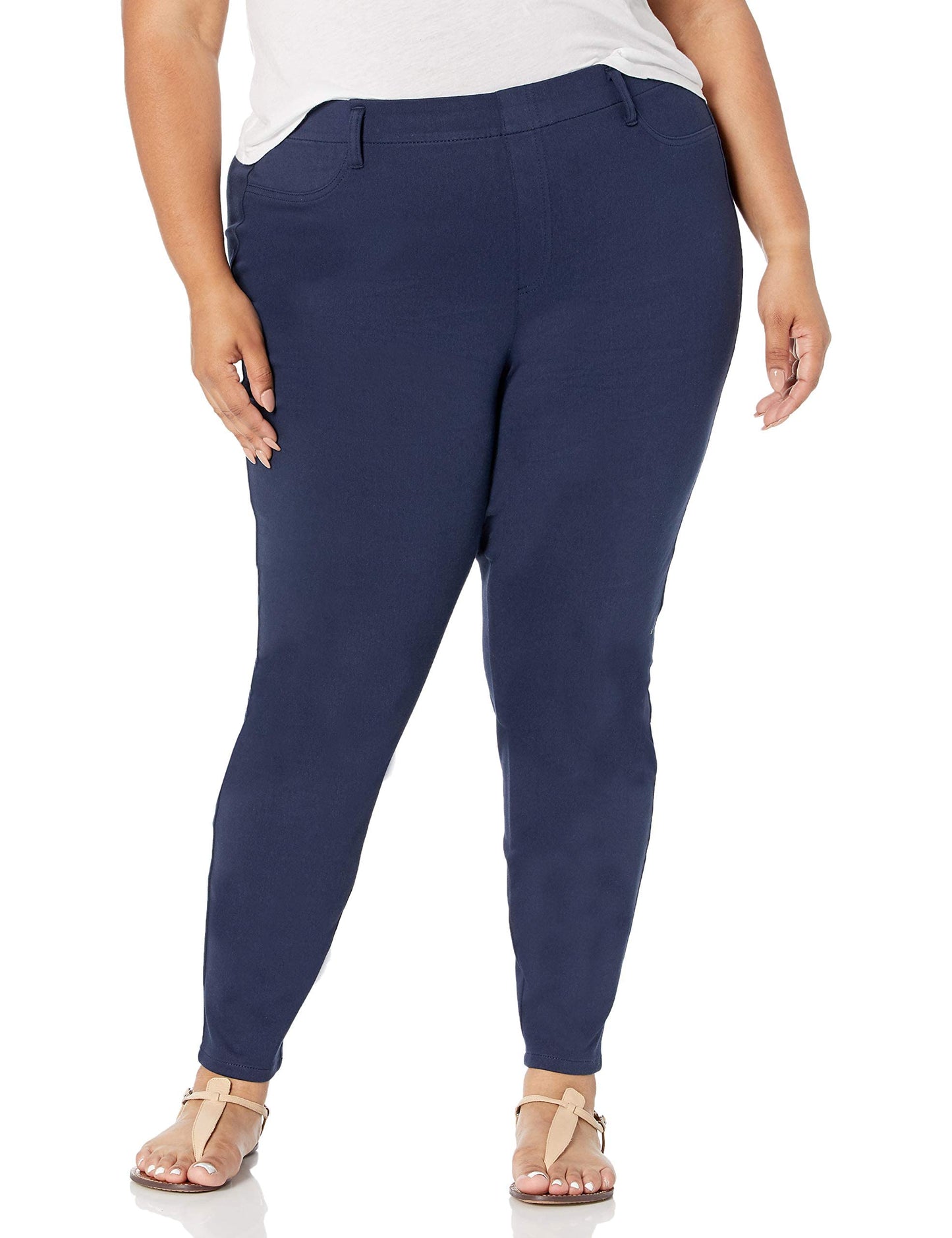 Amazon Essentials Women's Pull-On Stretchy Knit Jegging (Available in Plus Size), Navy, Large