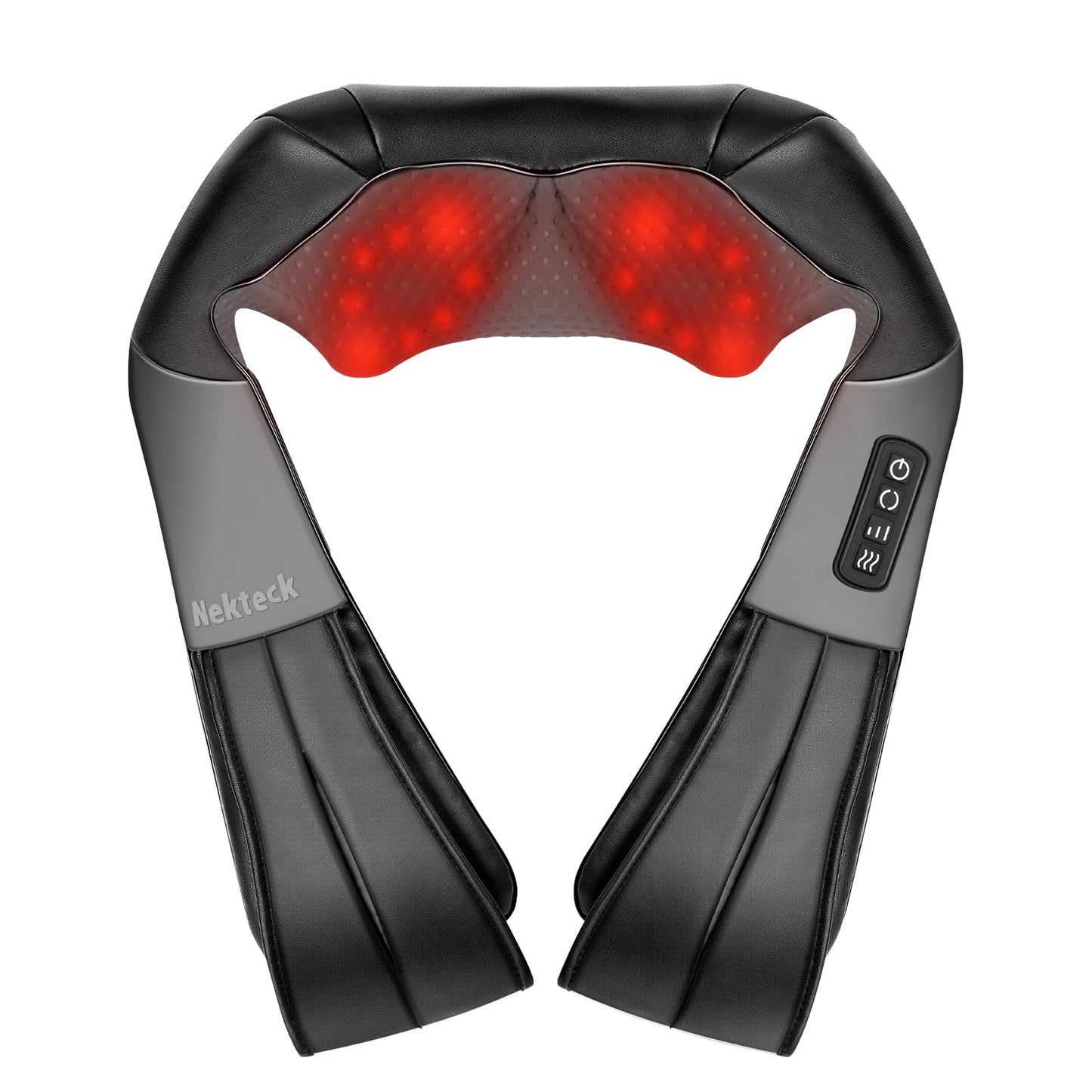 Nekteck Shiatsu Neck Massager for Pain Relief Deep Tissue with Heat, 3D Kneading Massage Pillow Back Shoulder Massagerfor Body Muscle, Plug-in Use for Home Office Car, Gifts for Mom Dad Him Her