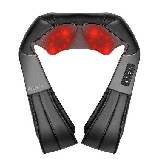 Nekteck Shiatsu Neck Massager for Pain Relief Deep Tissue with Heat, 3D Kneading Massage Pillow Back Shoulder Massagerfor Body Muscle, Plug-in Use for Home Office Car, Gifts for Mom Dad Him Her