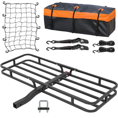 WEIZE Hitch Cargo Carrier for SUV, Truck - 53x19 Inches, 500LB Capacity, with Waterproof Bag, Net, Strap, Tightener, Powder Coated for Durability, Easy Installation, for Camping and Travel