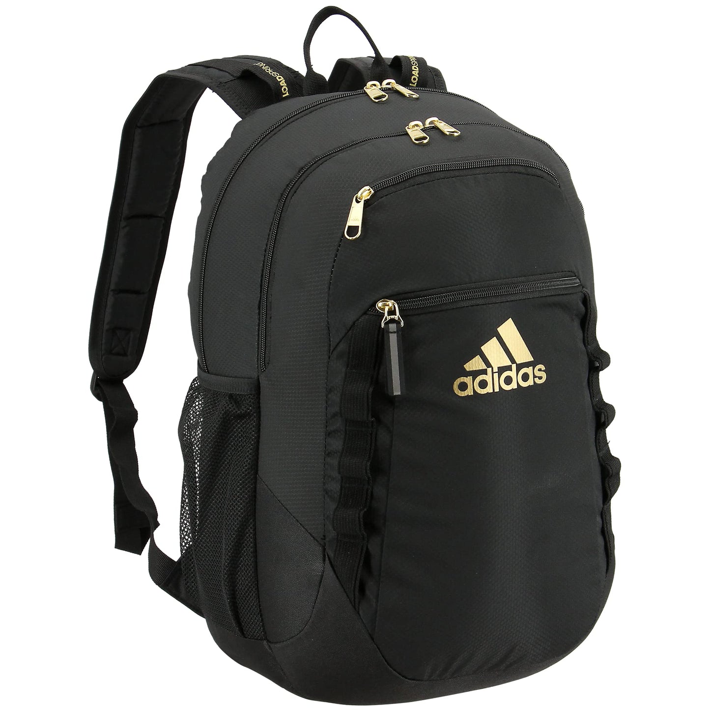 adidas Excel Backpack for Men & Women – Durable Large Athletic Laptop Bag, Black/Gold Metallic, One Size