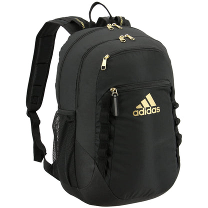 adidas Excel Backpack for Men & Women – Durable Large Athletic Laptop Bag, Black/Gold Metallic, One Size