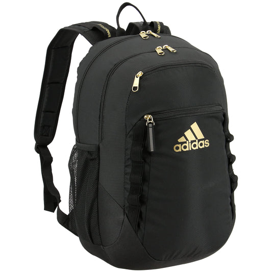adidas Excel Backpack for Men & Women – Durable Large Athletic Laptop Bag, Black/Gold Metallic, One Size