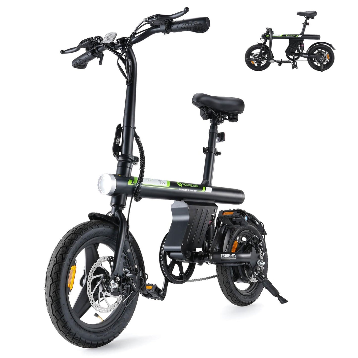 isinwheel U1 Electric Bike for Adult 750W Peak Motor, 20 mph Folding Ebike, 14" Adults Electric Bicycles with Smart Uphill, 280.8Wh Battery, 25 Miles PAS Range, Mini E Bikes for Adults and Teens