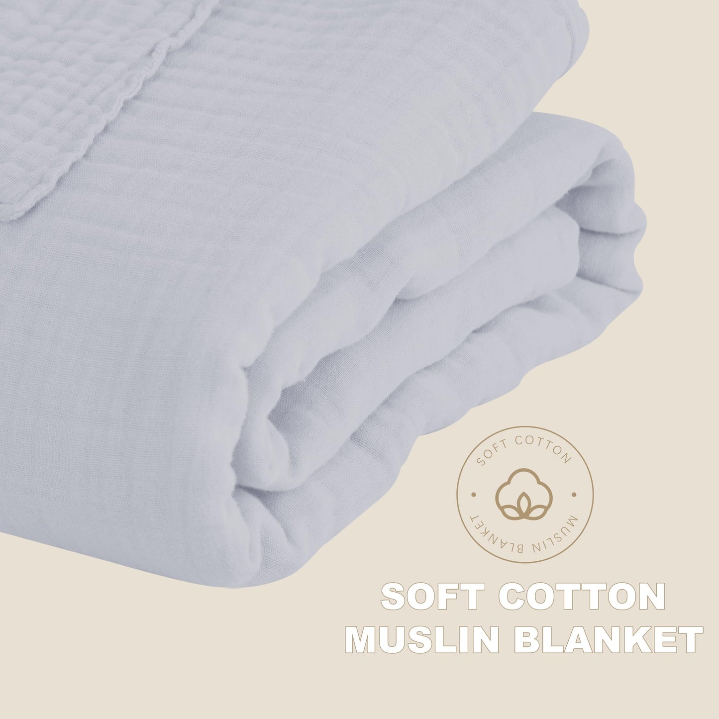 Cosy Family 6 Layer Muslin Bed Blanket - Breathable and Lightweight Gauze Boho Blanket for Spring, Soft 100% Cotton Muslin, Slate, 80x90 Inches