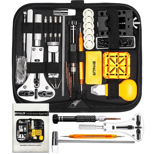 Watch Link Removal Kit, BYNIIUR Watch Repair Kit, Watch Case Opener Spring Bar Tools, Watch Battery Replacement Tool Kit, Watch Band Link Pin Tool Set with Carrying Case and Instruction Manual