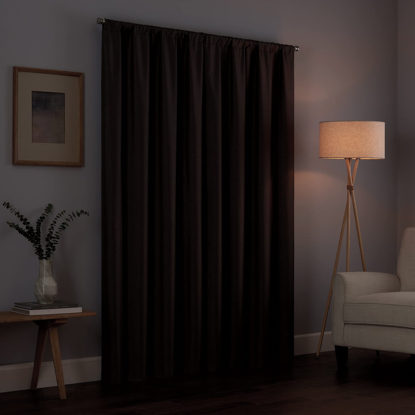 ECLIPSE Kendall Modern Blackout Thermal Rod Pocket Window Curtain for Bedroom or Living Room (1 Panel), 42" x 95", Charcoal