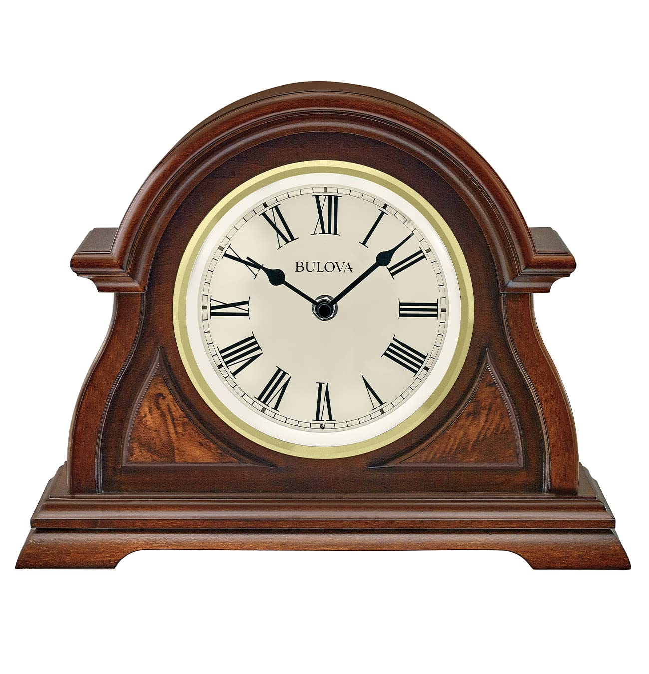 Bulova Bostonian Lighted Mantel Clock, Model B1851 | Elegant Cherry Wood Finish | Illuminated Dial | Quartz Movement | Traditional Design | Battery Operated