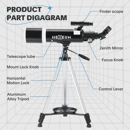 Telescope for Adults & Beginner Astronomers - 80mm Aperture 600mm Fully Multi-Coated High Transmission Coatings with AZ Mount Tripod Phone Adapter, Carrying Bag, Wireless Control.