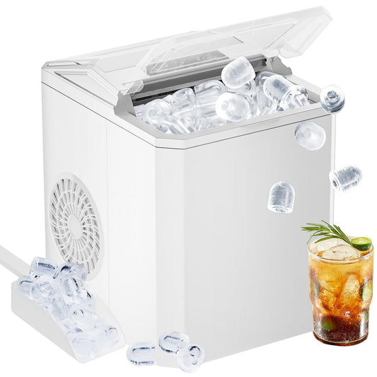 Sweetcrispy Countertop Ice Maker, Portable Ice Machine Self-Cleaning, 9 Cubes in 6 Mins, 26 lbs/24Hrs, 2 Sizes of Bullet Ice for Home Party Office