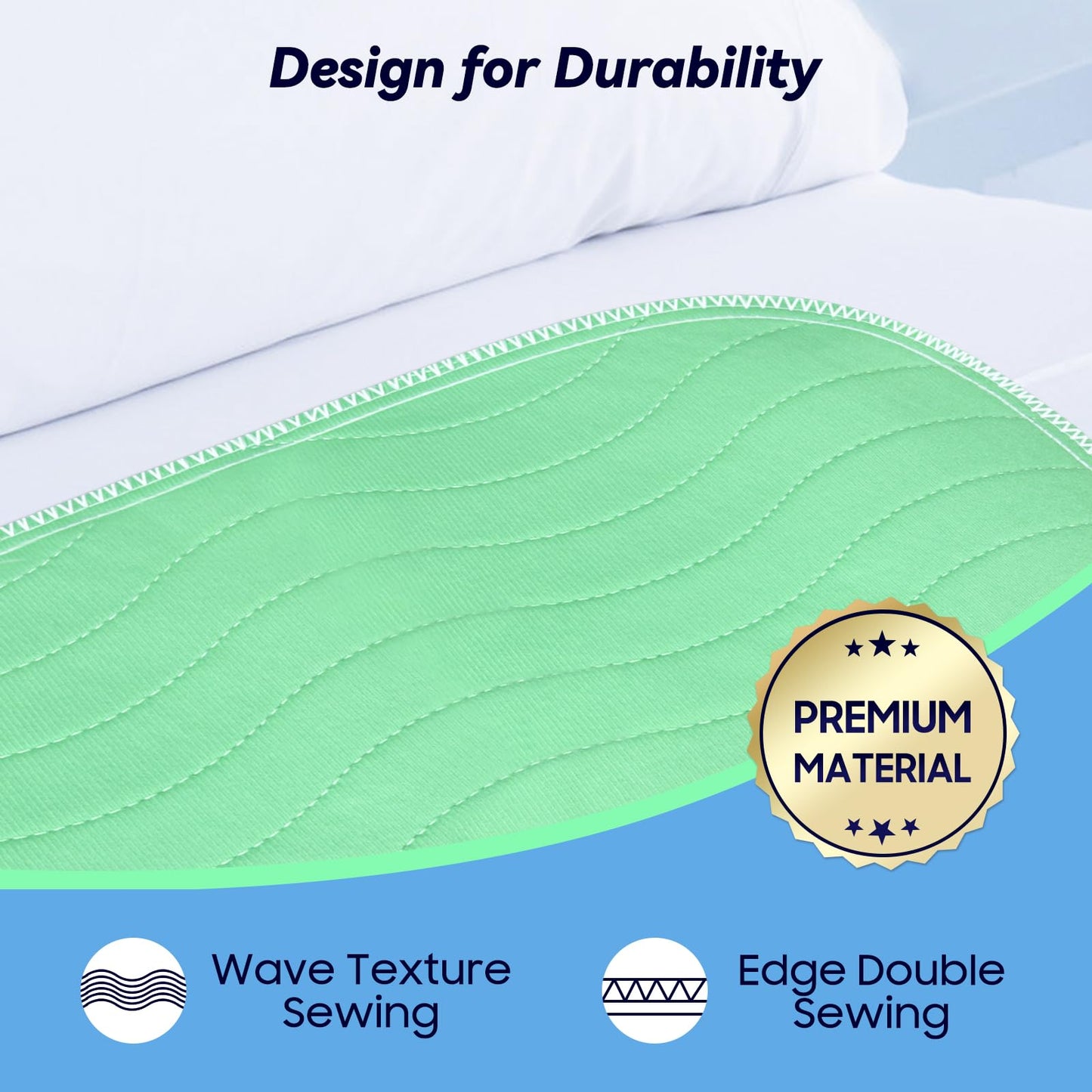 4 Pack 24” x 24” Extra Heavy Absorbency Washable Underpads, Waterproof Nursing Pads Incontinence Bed Pads, Reusable Washable Pee Pads for Dogs, Diaper Changing & Adults, Washable Puppy Pads