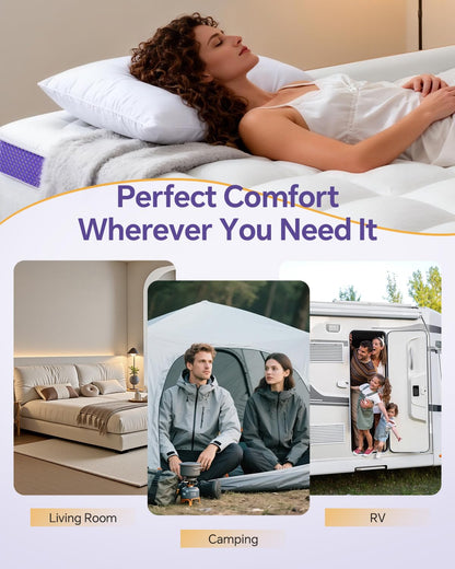 ChiXpace Dual Layer 4 Inch Memory Foam Mattress Topper Queen - 2 Inch Gel Memory Foam and 2 Inch Pillow Top Mattress Pad, 7-Zone Egg Crate Mattress Topper